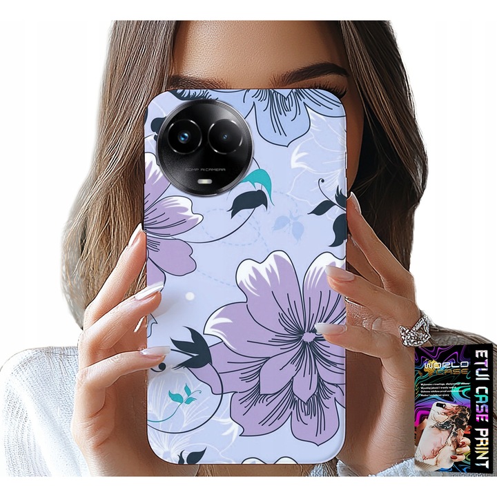 Telefontok Realme-hez, World Case, virágmintás, szilikon, többszínű