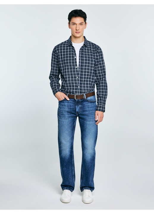 Camasa barbateasca, Big Star, flanel, carouri, albastru inchis