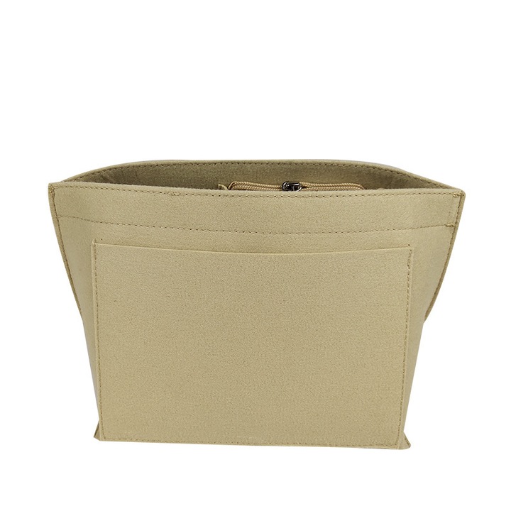 Filc belső táska, nagy kapacitású tárolórendező, bézs, 26x20x13cm