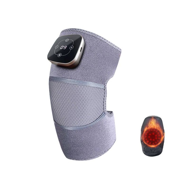 Масажор за коляно, презареждащ се, топъл компрес за артрит, сив