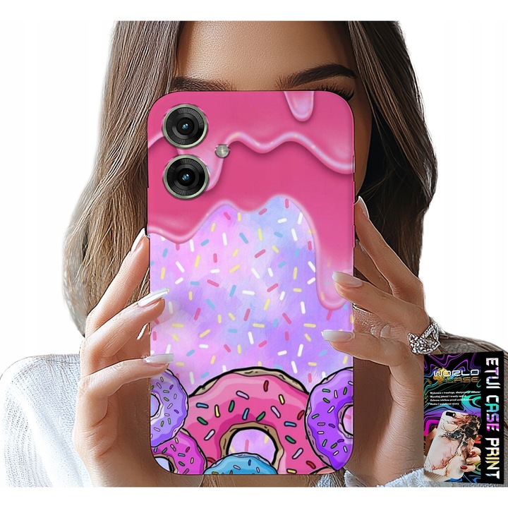 Telefontok Realme Note 60-hoz, World Case, Édes Fánkok mintával, szilikon, 0,2cm