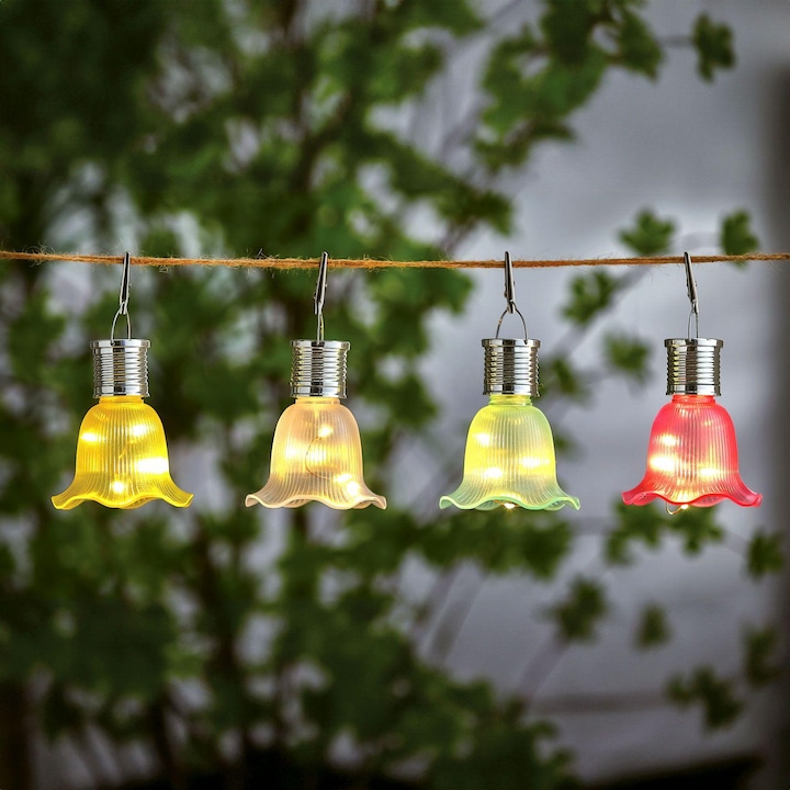 Floare solara suspendata - 4 tipuri - 3 LED-uri alb cald - 17, 5 x 9, 5 cm