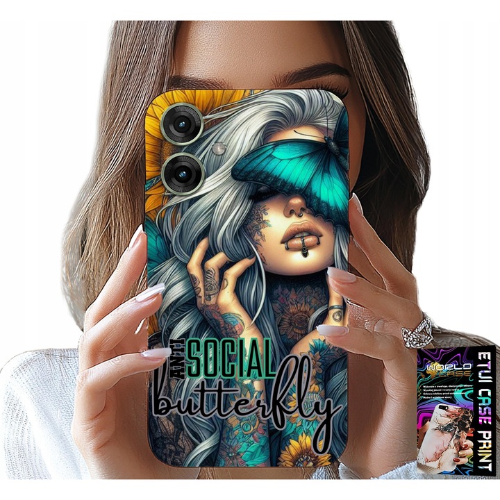 Szilikon telefontok World Case, antiszociális, pillangó, többszínű, Realme Note 60-hoz