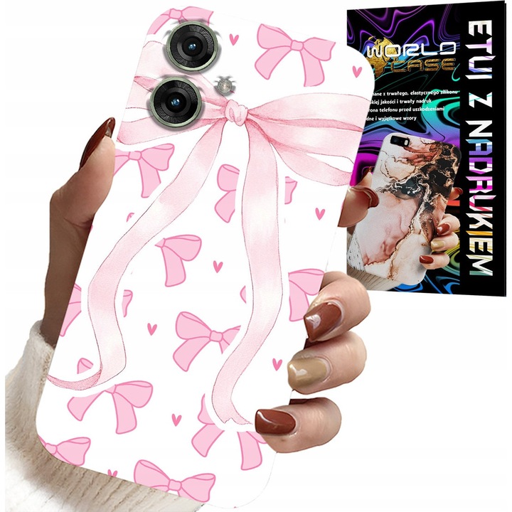 Szilikon tok, World Case, Realme Note 60-hoz, színes nyomtatás, rózsaszín, egyedi