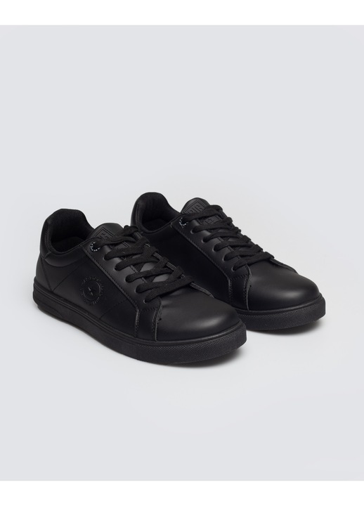 Tenisi barbati, Big Star, piele ecologica, negru, inchidere cu sireturi, varf rotund