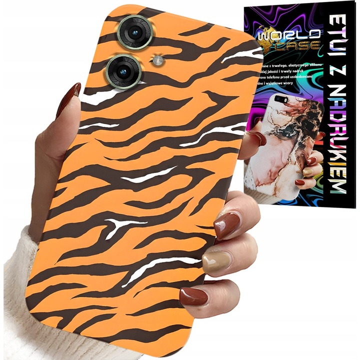 Telefontok, World Case, Realme Note 60-hoz, tigris mintás, szilikon