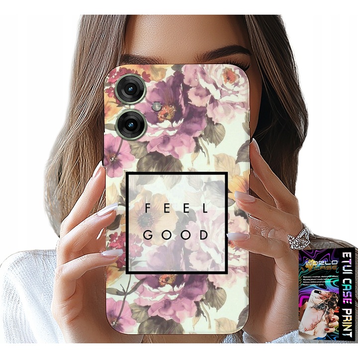 World Case mobiltelefon tok, virágmintás, szilikon, Realme Note 60