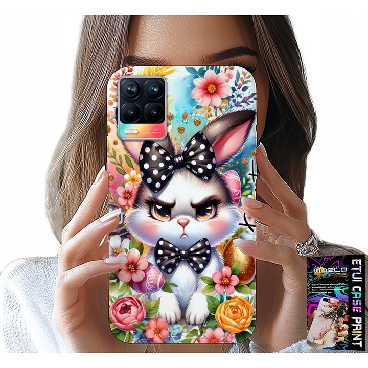 Telefontok Realme 8/8 Pro, World Case, húsvéti nyuszi minta, szilikon