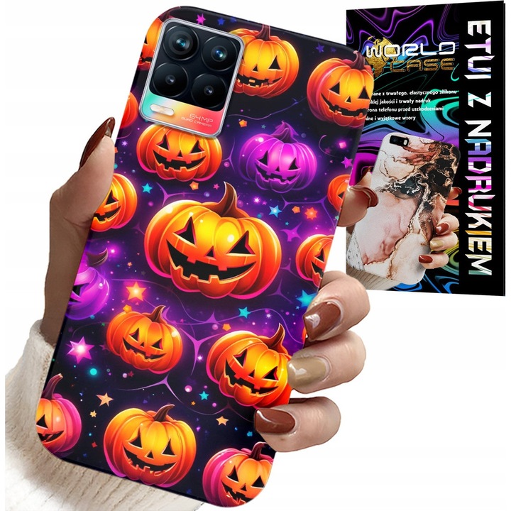 Telefontok Realme 8/8 Pro, World Case, Halloween, dinoszauruszok, szilikon