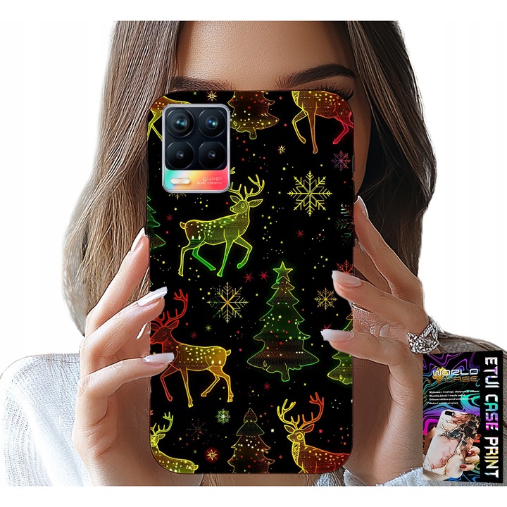 Telefontok Realme 8/8 Pro, World Case, rénszarvas nyomtatás, szilikon, többszínű