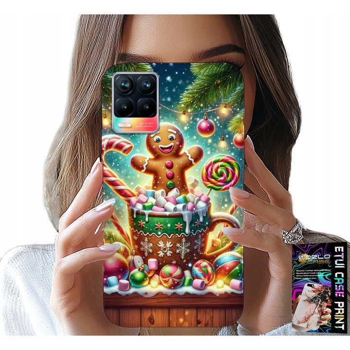 Telefontok Realme 8/8 Pro-hoz, World Case, szilikon, ünnepi minták, 0,2 cm