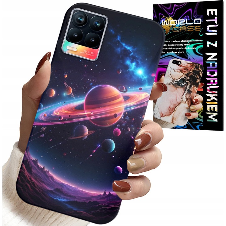 Realme 8/8 Pro telefontok, World Case, szilikon, színes nyomtatás, galaxis, többszínű