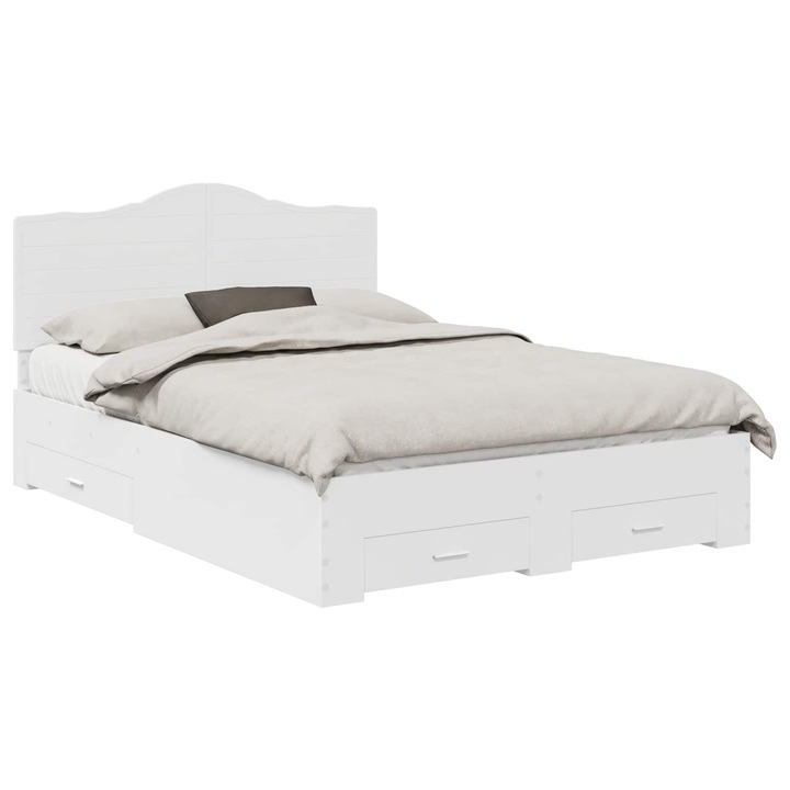 Cadru de pat vidaXL, cu headboard Alb 160 x 200 cm Lemn compozit