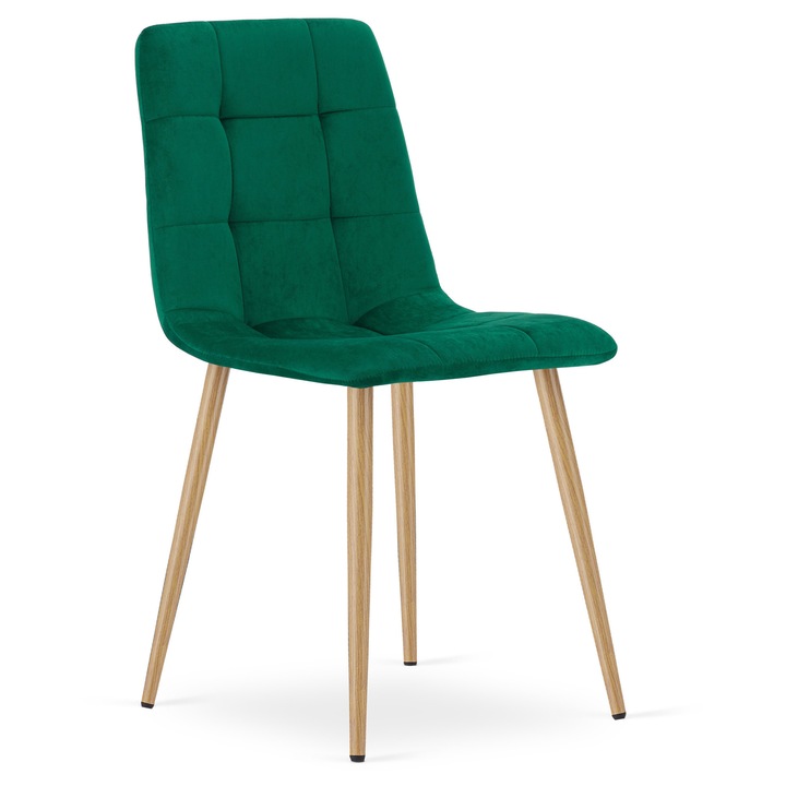 Scaun KARA, LEOBERT, tapicerie catifea, verde inchis, dimensiuni 44,5x50,5x87cm