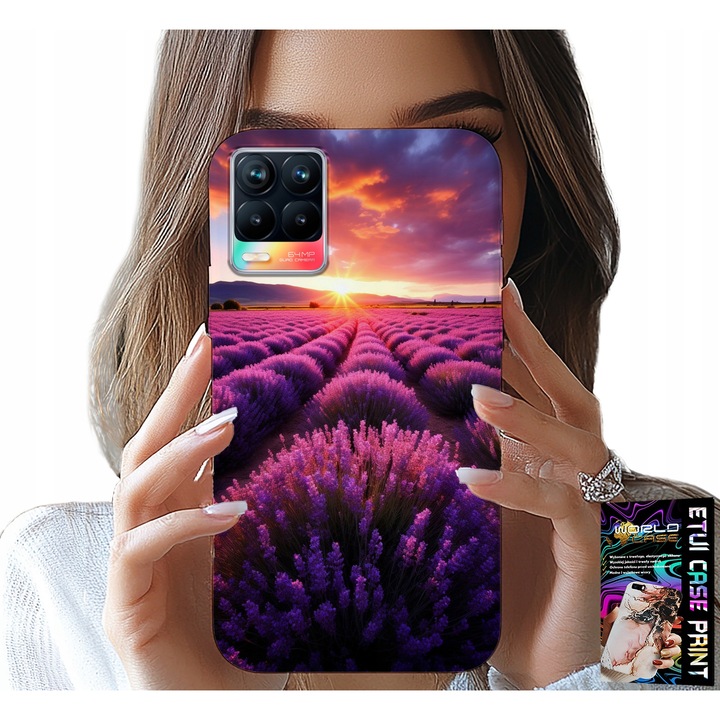 World Case telefontok Realme 8/8 Pro-hoz, levendula dizájn, szilikon, fokozott védelem