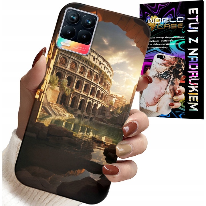Tok Realme 8/8 Pro készülékhez, World Case, szilikon, Colosseum dizájn, színes nyomtatás