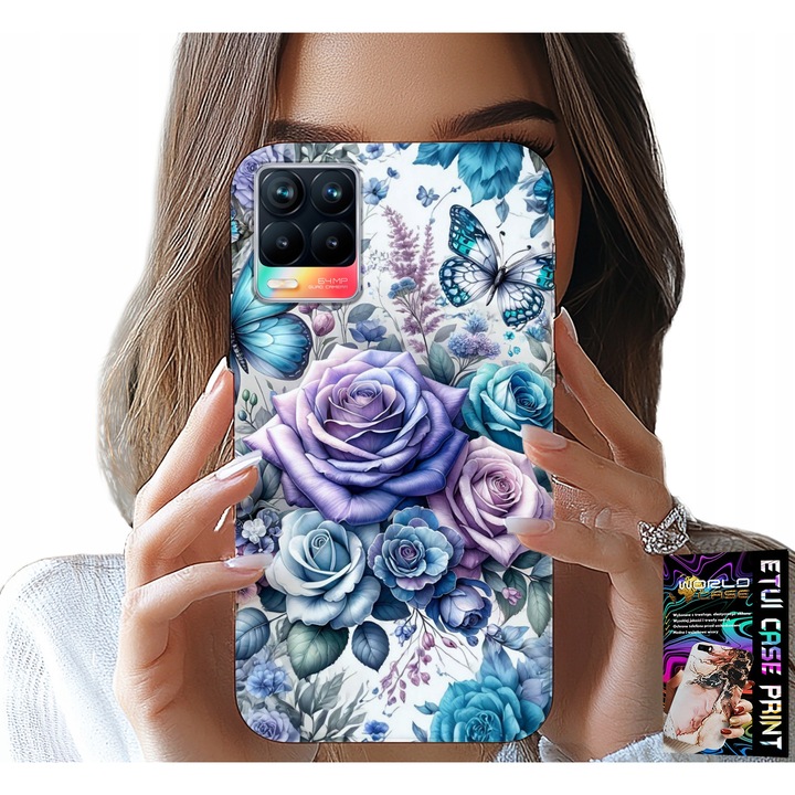Telefontok Realme 8 / 8 Pro, World Case, virágmintás, szilikon, személyre szabható
