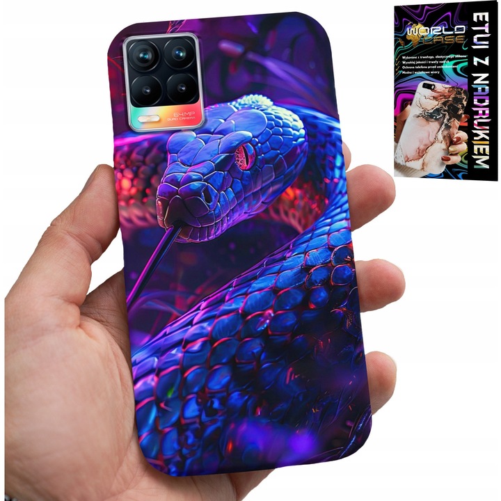 Tok Realme 8 / 8 Pro készülékhez, World Case, Kobra design, többszínű, szilikon