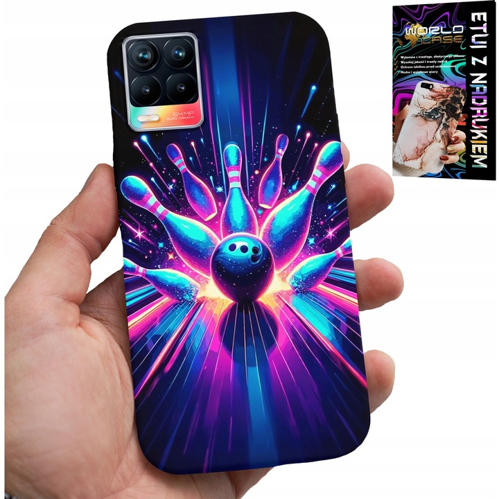 World Case telefontok Realme 8/8 Pro-hoz, szilikon, bowling nyomtatás, 0,2 cm