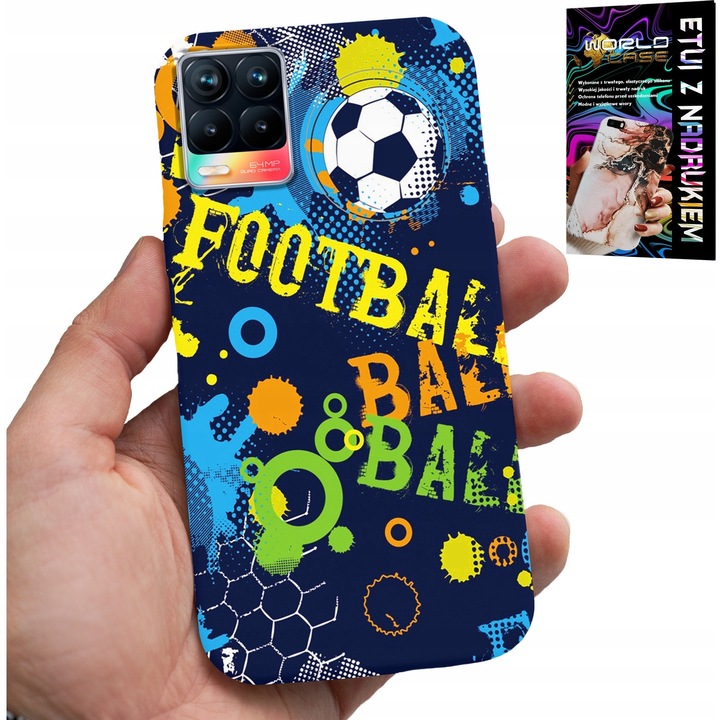 Tok telefon Realme 8 / 8 Pro, World Case, szilikon, futball nyomtatás, többszínű