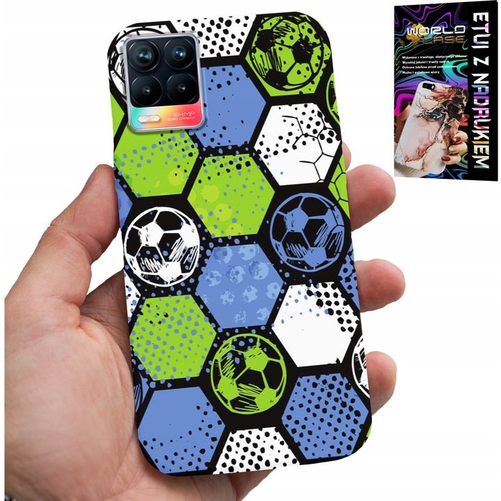 Realme 8/8 Pro telefontok, World Case, futball design, szilikon
