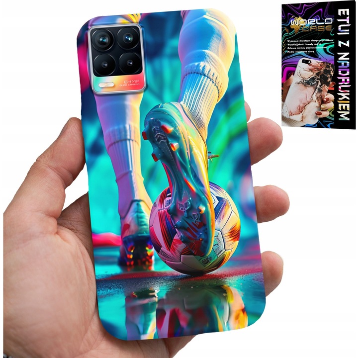 Tok Realme 8 / 8 Pro telefonhoz, World Case, szilikon, focis nyomtatás, többszínű