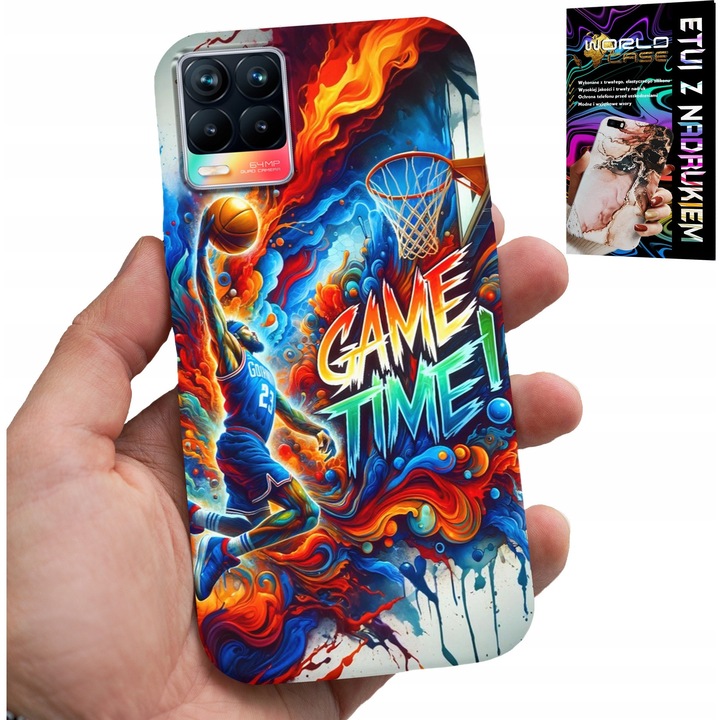 Realme 8/8 Pro telefontok, World Case, NBA Game Time mintával, szilikon