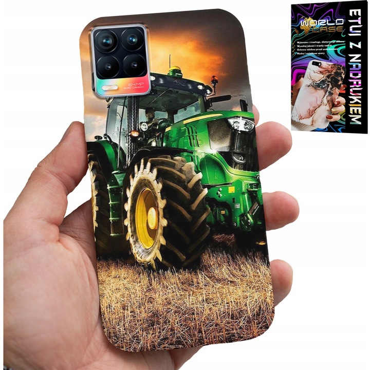 Tok Realme 8/8 Pro készülékhez, World Case, Traktor nyomtatás, szilikon, többszínű