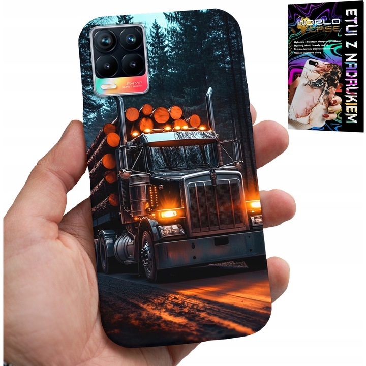 Tok Realme 8/8 Pro készülékhez, World Case, teherautó nyomattal, szilikon, többszínű