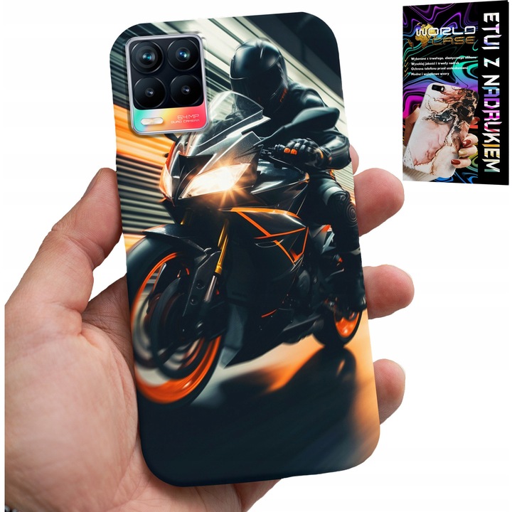 Szilikon tok Realme 8/8 Pro-hoz, World Case, motoros design, karcolás elleni védelem, többszínű