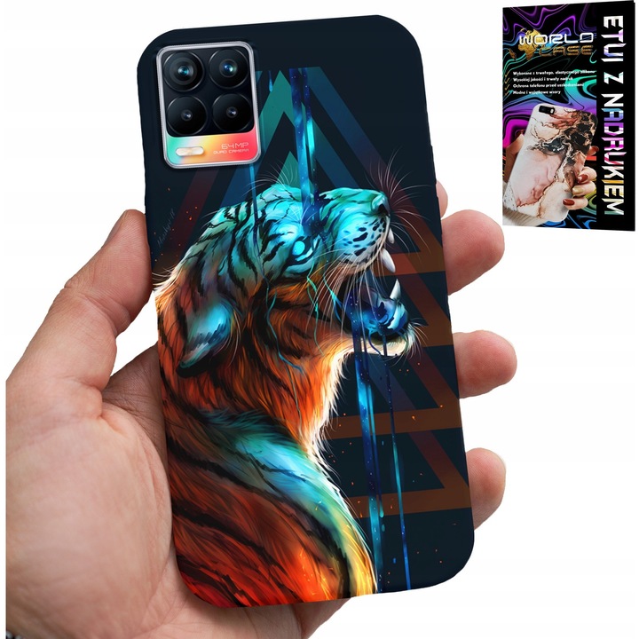 Telefontok Realme 8/8 Pro, World Case, tigris mintás, szilikon, többszínű