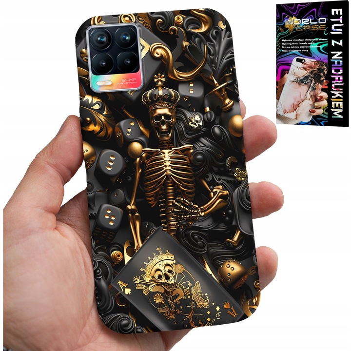 Realme 8/8 Pro telefontok, World Case, szilikon, póker nyomtatás, mérete 0, 2cm