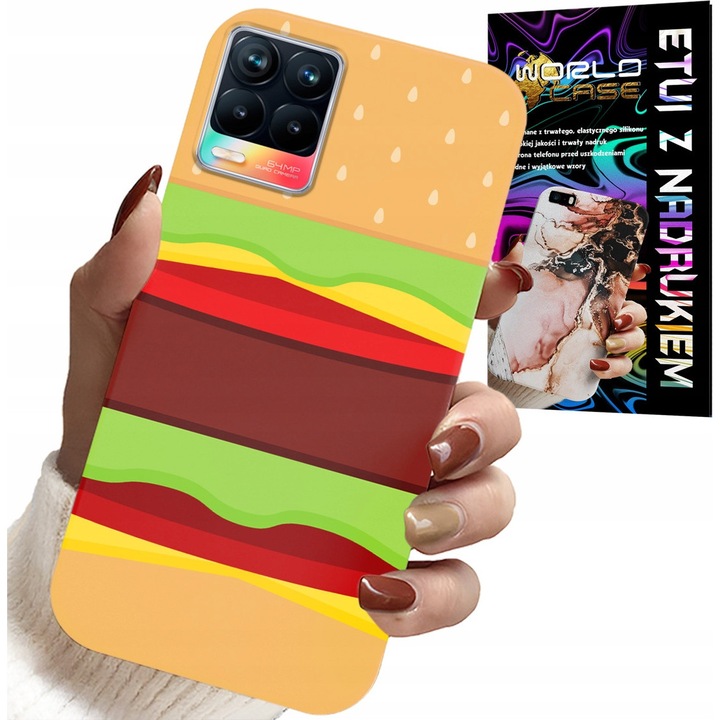 Telefontok Realme 8 / 8 Pro, World Case, Cheeseburger design, szilikon, többszínű