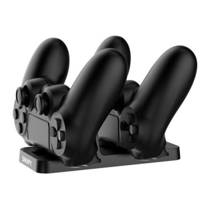 Statie de incarcare duala, Snopy, SG-PS4 PS4, Negru