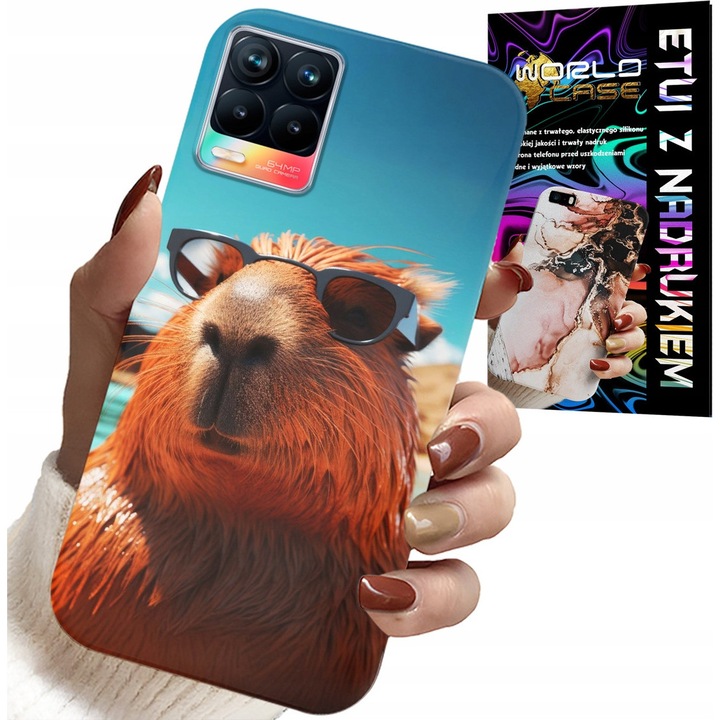 Tok Realme 8 / 8 Pro készülékhez, World Case, Kapibara mintás, szilikon, többszínű