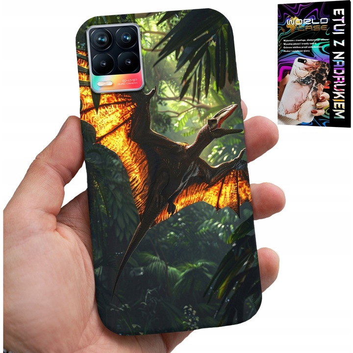 Realme 8/8 Pro telefontok, World Case, Pterodactylus dinoszaurusz, szilikon