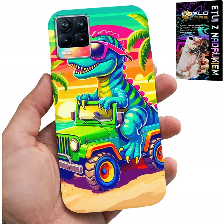Etui pentru telefon Realme 8 / 8 Pro, World Case, dinozaur, silicon