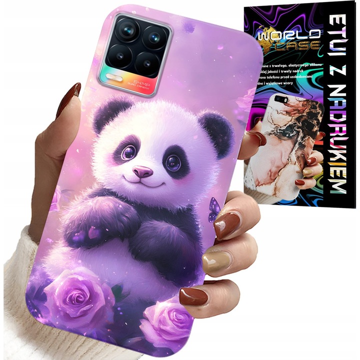 Tok Realme 8 / 8 Pro készülékhez, World Case, panda design, szilikon, többszínű