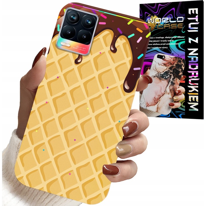 Tok Realme 8/8 Pro-hoz, World Case, gofri dizájn, szilikon, színes