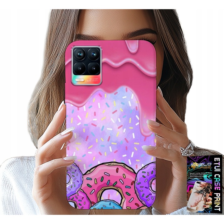 Telefontok Realme 8/8 Pro, World Case, szilikon, fánk mintás, fokozott védelem