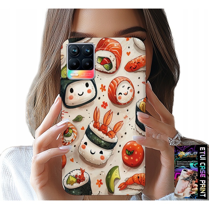 World Case telefontok Realme 8/8 Pro-hoz, sushi mintás, szilikon