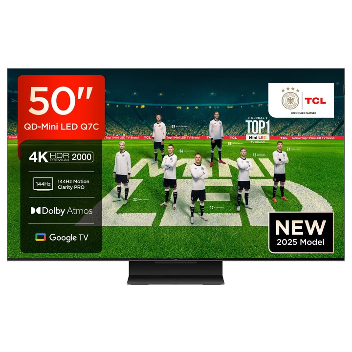 Televizor LED 50 inch TCL QLED, 4K, Smart TV, Dolby Vision, sunet Onkyo 2.0