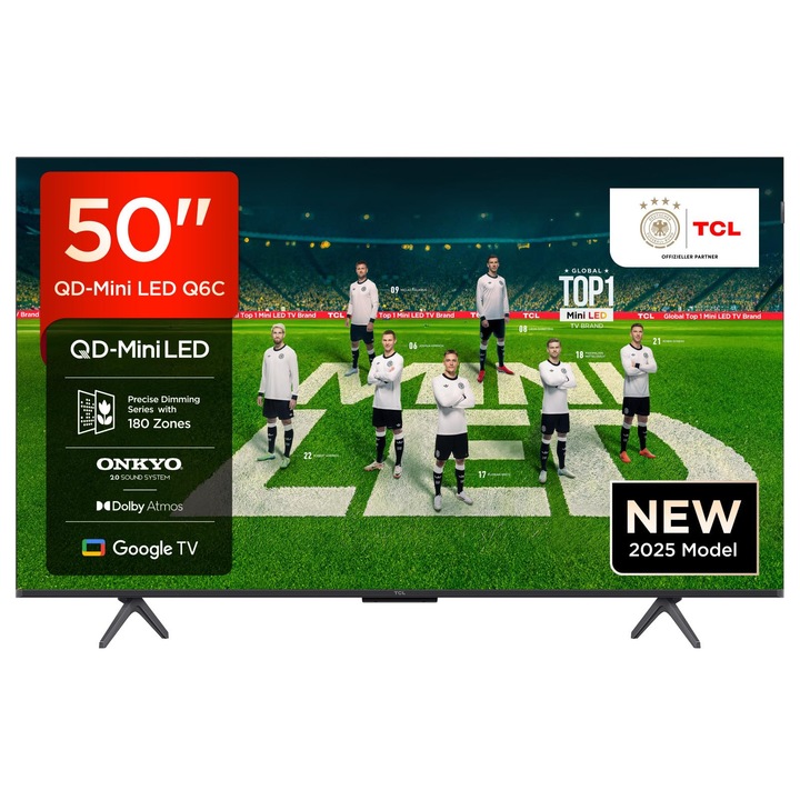 Televizor Smart TCL 50Q6C QLED 50 inci, 4K, Dolby Vision, 127cm