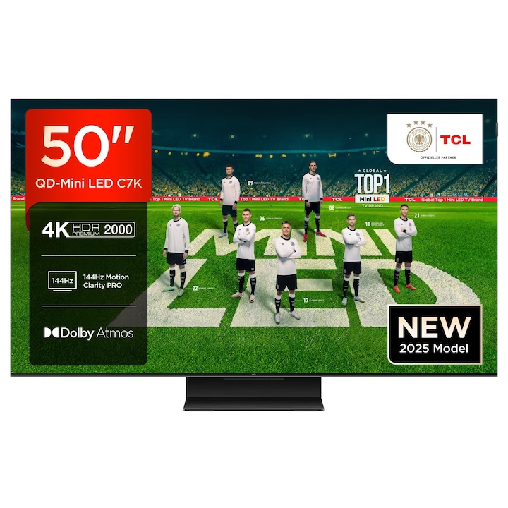 Televizor Smart TCL 50C7K, 50 inci, 4K HDR, Motion Clarity Pro, negru