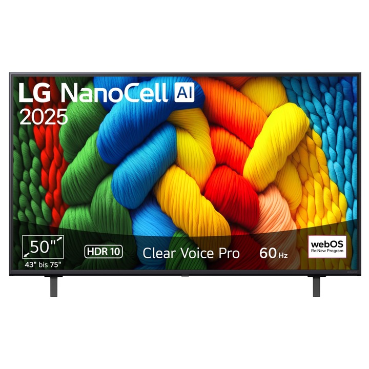 Televizor LG 50Nano80A6B, 4K, Smart TV, 127 cm, Negru