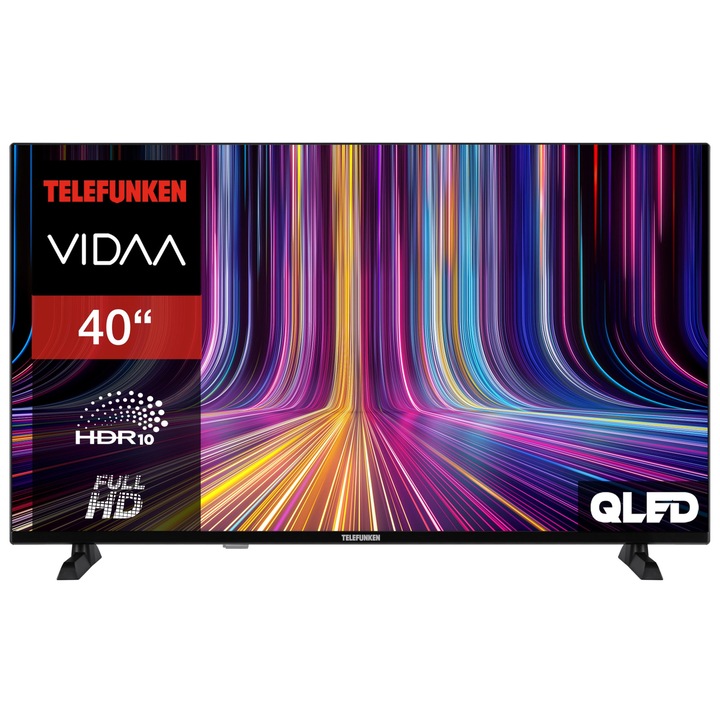 Televizor LED Telefunken QLED 40 inch, Smart TV, Full HD, HDR, negru