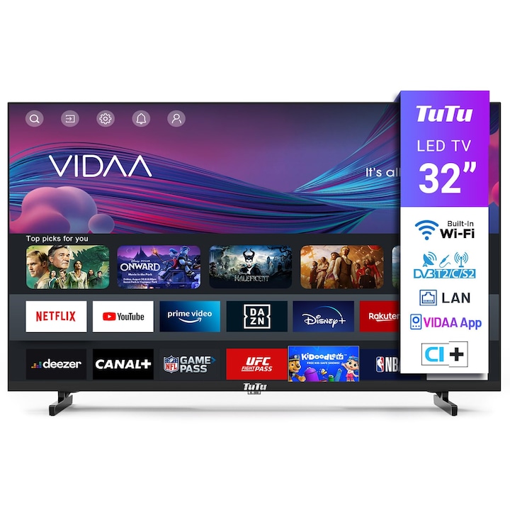 Televizor Smart Tutu, 32 inch, HD, Wi-Fi, 80 cm