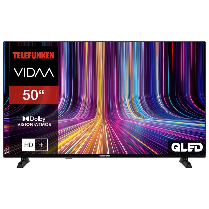 Televizor Telefunken Qled 50 inch, 4K, Dolby Vision, Negru