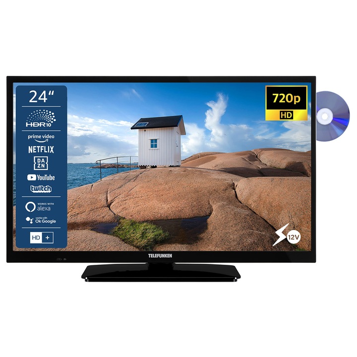 Televizor Smart TV Telefunken Xh24Sn550Mvd 24 inches, HD Ready, cu tuner triplu, 1366x768cm