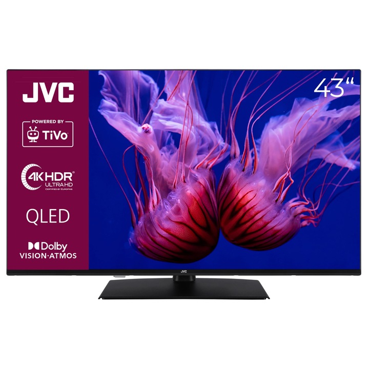 Televizor Smart JVC QLED 43 inch, 4K, HDR, Negru